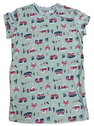 Womens Blue Happy Camper Nightgown Sleepshirt Sleep Shirt 2X-3X