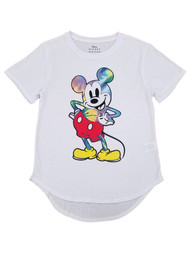 Womens (Jrs) White Tie Dye Mickey Mouse Disney T-Shirt Tee Shirt