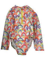 Toddler Girls Colorful Rainbow Print 1pc Rash Guard Swimming Swim Suit 5T