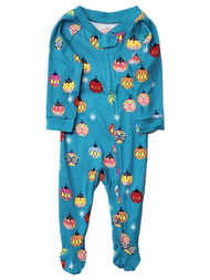 Infant Boys & Girls Blue Christmas Ornaments Sleeper Holiday Pajamas