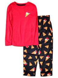 Boys 2-Piece Red & Black Christmas Pizza Sleepwear Pajama Set