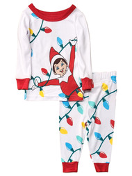Infant & Toddler Boys White Elf On The Shelf Christmas Holiday Pajamas