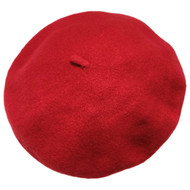 Womens Soft Red Wool Felt Beret Hat Cap