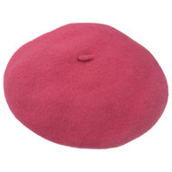 Womens Hot Pink Fuchsia Wool Felt Beret Hat
