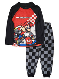Boys Red & Black MarioKart Long Sleeve 2 Piece Pajama Set Size X-Small 4-5