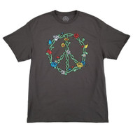 Mens & Big Mens Gray Peace Sign Rose Thorns Peacethorn Graphic Tee T-Shirt