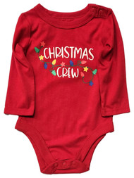 Infant Boys Red Christmas Crew Christmas Lights Long Sleeve Bodysuit