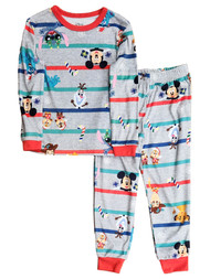 Boys Gray Long Sleeve Disney Characters Christmas Top & Pants Pajama Set