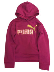 Puma Girls Hot Pink Fleece Fuchsia Athletic Hoodie Sweatshirt