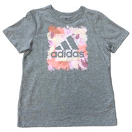 Adidas Girls Gray & Pink Tie Dye Athletic T-Shirt Work Out Tee Shirt Large (14)