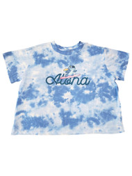 Junior Womens Disney Blue Tie Dye Aloha Stitch Crop T-Shirt Tee Top Shirt