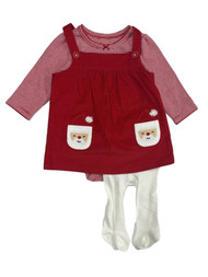 Carters Infant Girls 3pc Red Santa Pocket Dress Christmas Outfit With Tights