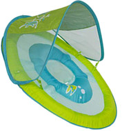 Swim Ways Baby Spring Float with Sun Canopy Green Blue Fish Design