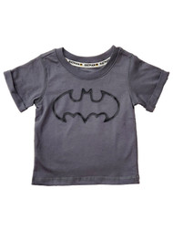 Infant & Toddler Boys Gray Rolled Cuff Batman Logo Tee Shirt T-Shirt