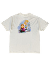 Disney Frozen Girls White Elsa Anna Olaf Short Sleeve Tee Shirt T-Shirt Medium