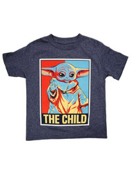 Star Wars Boys Heather Blue Baby Yoda The Child Mandalorian Tee T-Shirt