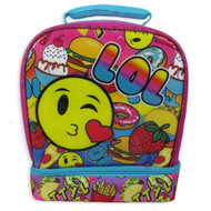 Emoji Yummy Food & Happy Face Dual Compartment Insulated Lunch Bag - Lunchbox
