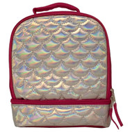 Silver & Pink Mermaid Scale Insulated Dual Compartment Lunch Box, Lunch Bag