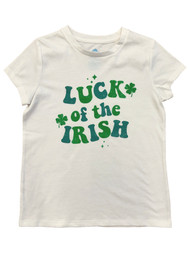 Girls St. Patricks Day Luck of the Irish White Short Sleeve Tee T-Shirt