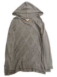 Evri Womens Plus Size Soft Ribbed Gray Hoodie Sweater