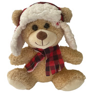 Plush 7.5" Small Beige Teddy Bear Stuffed Animal Pal with Red Plaid Hat