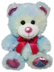 Plush 7 inch Small Fuzzy Blue Teddy Bear Stuffed Animal Pal with Silver Accents