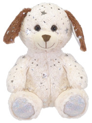 Plush 7 inch Small Fuzzy White Puppy Dog Stuffed Animal Pal with Silver Accents