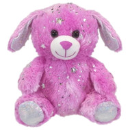 Plush 7 inch Small Fuzzy Pink Puppy Dog Stuffed Animal Pal with Silver Accents