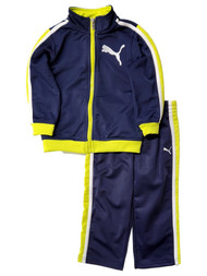 Puma Infant Boys Blue & Green 2pc Athletic Zip Jacket & Sweat Pants Set 24m