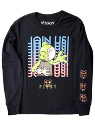 Boys Black Long Sleeve Piggy "Join Us" T-Shirt Tee Shirt