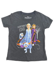 Disney Frozen Girls Gray Elsa Anna & Olaf Short Sleeve T-Shirt Tee Shirt