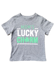 Toddler Boys Gray Mom's Lucky Charm Shirt St. Patricks Day T-Shirt