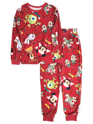 Boys Red Disney Character Christmas Pajamas Shirt & Sleep Pants Set Medium 8