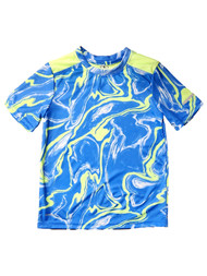 Athletic Works Boys Silky Short Sleeved Blue Ripple Design Tee T-Shirt S 6-7