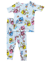 Baby Shark Infant & Toddler Girls Short Sleeve Cotton Pajamas Sleep Set