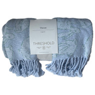 Threshold Woven Jacquard Easter Bunny Rabbit Blue Throw Blanket