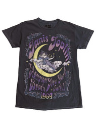 Janis Joplin Junior Womens Gray & Purple Baggy Rocker Tee Shirt T-shirt X-Small