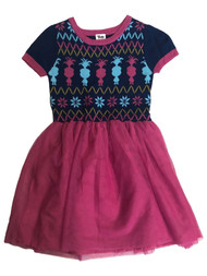 Troll Movie Girls Blue & Pink Knit Poppy Dress With Tulle Over-Skirt Large 10-12