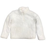 Wondershop Girls White Quarter Zip Cozy Fluffy Sherpa Jacket Sweatshirt