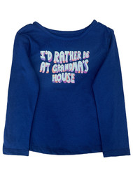 Toddler Girls Dark Blue I'd Rather Be At Grandma's House Long Sleeve T-Shirt