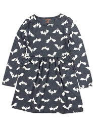 Cat & Jack Girls Halloween Bat Print Knit Long Sleeve Dress With Pockets