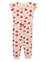 Wonder Nation Toddler Girls Tan Valentines Day Hearts Knit Romper Outfit