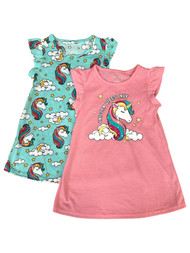 Okie Dokie Toddler Girls Unicorn Vibes Rainbow Pajamas 2pc Nightgown Sleep Set
