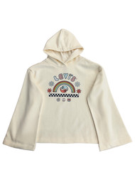 Levis Girls Cream Rainbow Peace Hoodie Bell Sleeve Pullover Sweatshirt  L(12-13)