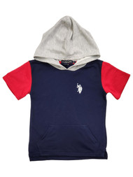 U.S. Polo Assn. Boys Blue, Red & Gray Short Sleeve Hoodie Sweatshirt Jacket
