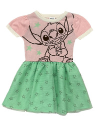 Disney Girls Lilo & Stitch Pink Green Knit Sweater Dress Tulle Skirt