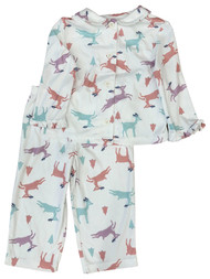 Carters Infant & Toddler Girls White Reindeer Long Sleeve Pajamas Sleep Set