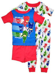 PJ Masks Toddler Boys Red, White & Blue 4 Piece Cotton Pajamas Sleep Set 3T