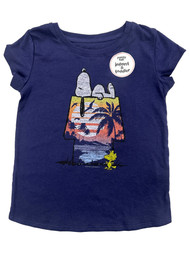 Peanuts Toddler Girls Short Sleeve Blue Snoopy Doghouse Short Sleeve T-Shirt