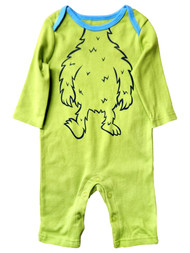 Infant Boy Green Monster Halloween Jumpsuit Coverall Outfit Size 0-3 Months